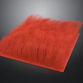 Red Furry Square Mat With Soft Textured Surface And Smooth Edge