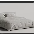 Modern Double Bed With Soft Gray Bedding Wooden Nightstand And Round Lamp