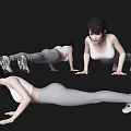 Woman Doing Plank Exercise In Different Positions With White Tank Top Gray Leggings And Sneakers