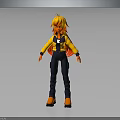 3D Anime Character Model With Orange Hair Yellow Jacket Black Pants And Orange Shoes Standing Pose