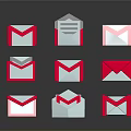Various Red And White Envelope Designs For Everyday Use With Different Styles 3d model