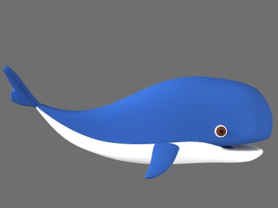 Cute Blue and White Whale Shaped Decorative Pillow with Adorable Red Eye Design 3d model