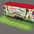 Amore Pizza Food Truck By Fast Fresh Food With Pizza Menu Chalkboard Sign On Grass