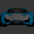 Blue And Silver Sports Car With Sleek Aerodynamic Body And Rear Spoiler