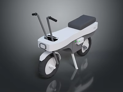 Compact White Electric Scooter With Black Seat Two Wheels And Handlebars 3d model