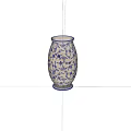 Blue And White Hand Painted Ceramic Vase With Floral Pattern For Home Decor 3d model