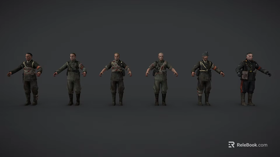Game and Movie Military Soldier Characters with Various Standing Poses and Detailed 3d model 