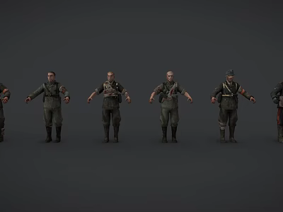 Game and Movie Military Soldier Characters with Various Standing Poses and Detailed 3d model
