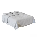 Elegant Beige Linen Bed With Decorative Pillows In Modern Bedroom