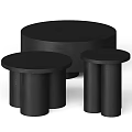 Black Round Functional Tables With Cylindrical Legs And Minimalist Design 3d model