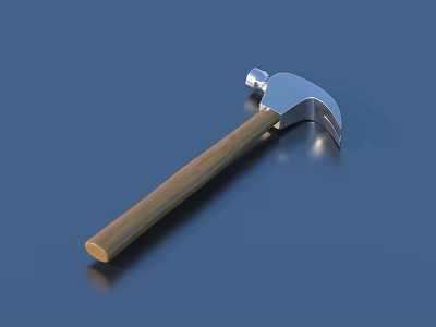 High Quality Hardware Tool Hammer Featuring Metal Head and Comfortable Wooden Handle 3d model