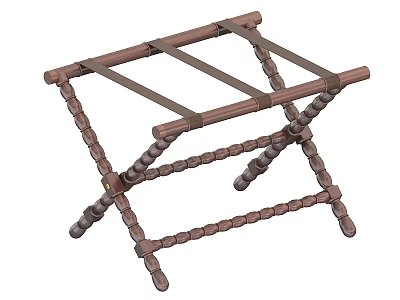 Wooden Foldable Shelf With Cross Legs And Straps For Home Storage 3d model