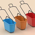 Colorful Plastic Mop Buckets With Black Handles And Wheels Blue Orange Red For Home Cleaning