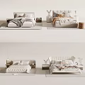 Modern Double Bed With Soft Bedding Pillows Nightstands And Decorative Lamps