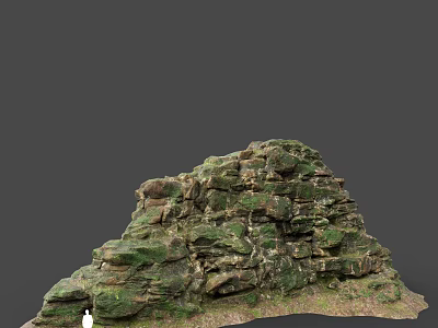 Natural Moss Covered Rock Formation With Stacked Structure And Ground Base 3d model