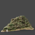 Natural Moss Covered Rock Formation With Stacked Structure And Ground Base 3d model