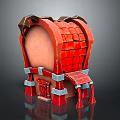 Small Red Brick Building With Arched Design Brown Decorations And Blue Supports