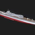 Realistic 3D Model of White Red Ship With Deck Chimney Antenna and Hull