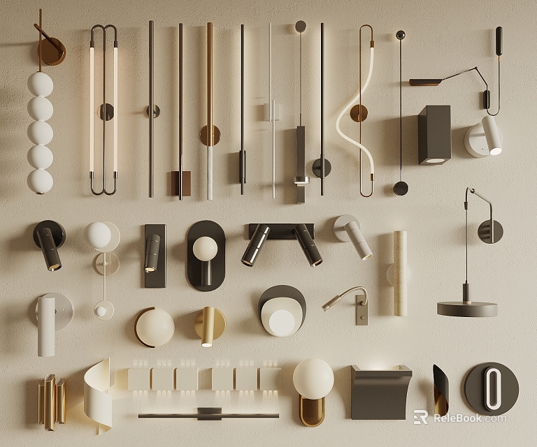 Stylish Wall Lamps With Various Modern Designs For Home Interior Lighting 3d model 