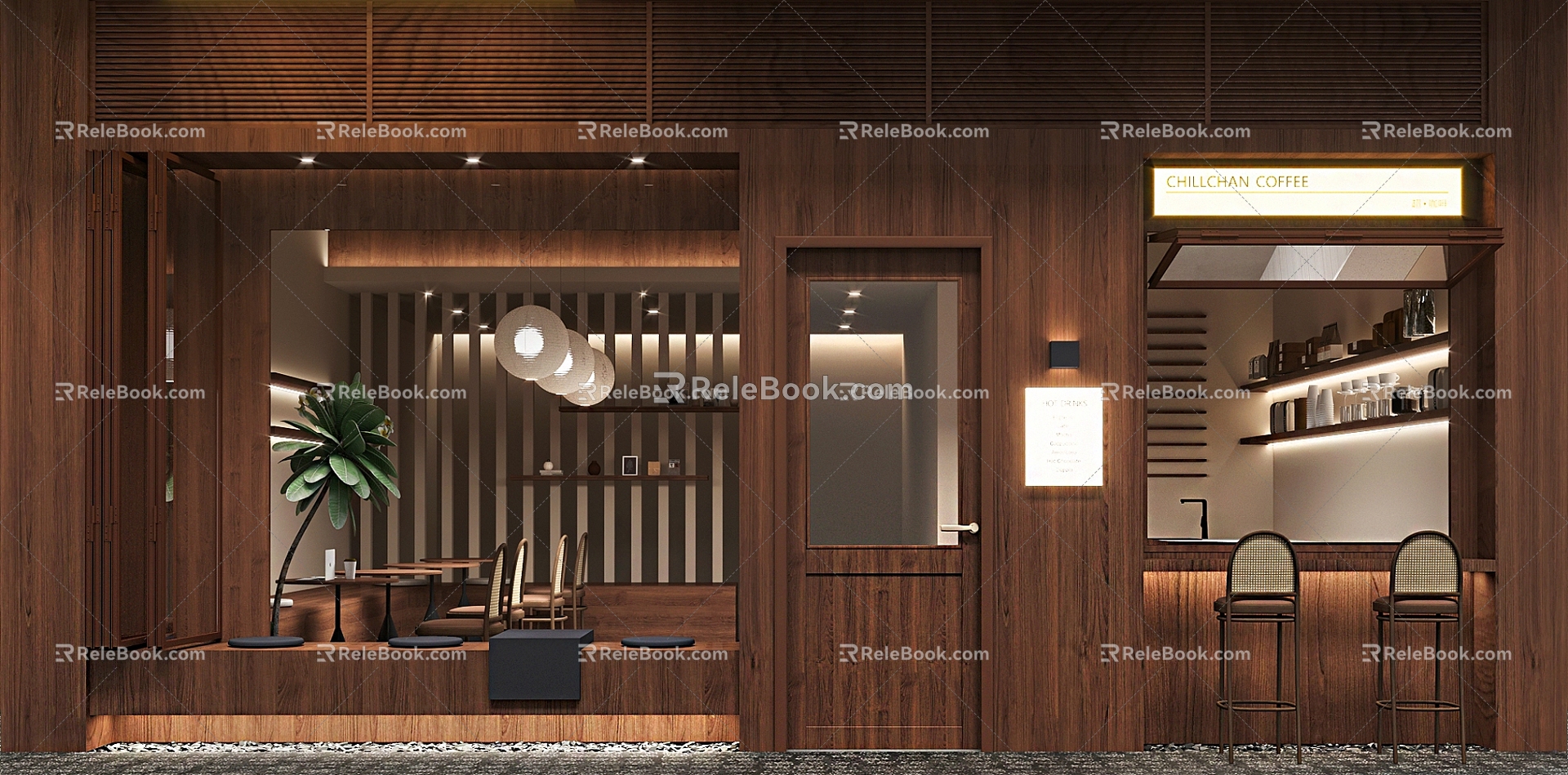 Modern Door Head Coffee Shop 3d model