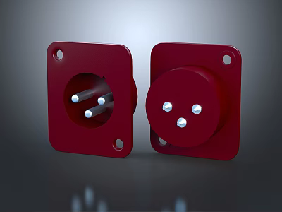 Two Red Square Switch Panels With Circular Switch Design And Mounting Holes 3d model
