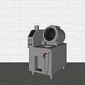 Stainless Steel Kitchen Equipment With Control Panel Round Cooking Pot And Red Spray Gun