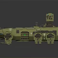 Futuristic Green Armored Vehicle With Turret Structures Tracks And Glowing Mechanical Details