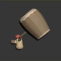 Cartoon Mouse Character Wearing Red Hat Holding Big Drum And Drumstick Standing On Transparent Base