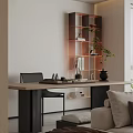 Modern Living Dining Room Interior With Sofa Marble Coffee Table Decorative Painting And Bookshelf