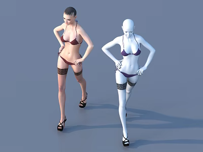 Underwear model game character woman 3d model