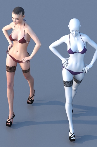 Underwear model game character woman 3d model