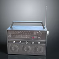 Vintage Electronic Radio With Silver Body Antenna Tuning Dial Knobs And Speakers