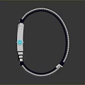 Stylish Daily Life Watch With Blue Braided Strap Shiny Silver Dial And Green Accent