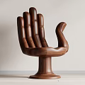 Modern Single Chair With Hand Shaped Backrest And Walnut Wood Round Base