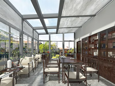 Modern Villa Balcony Outdoor Design With Wooden Flooring And Lounge Chairs 3d model