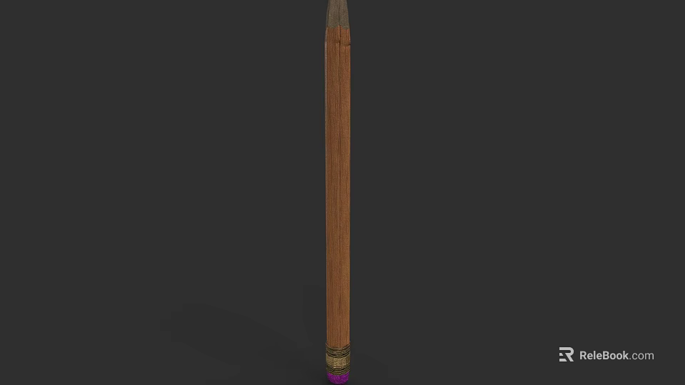 Wooden Pencil With Brown Barrel And Purple Eraser On Dark Background 3d model 