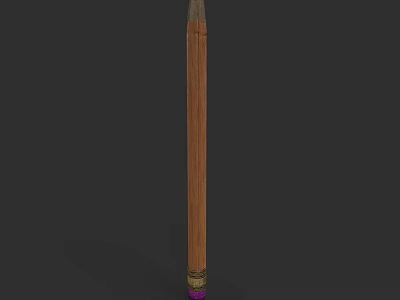 Wooden Pencil With Brown Barrel And Purple Eraser On Dark Background 3d model