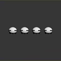 Four Cute Game Movie Character Pandas Standing on Dark Background with Reflections