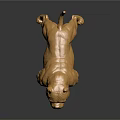 Golden Bulldog Statue Shiny Metallic Finish Standing Pose With Reflection On Black Surface