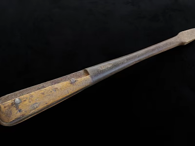 Rusty Metal Hardware Tool With Long Handle And Worn Surface Features 3d model