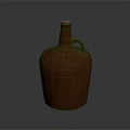 Rustic Brown Clay Jug With Handle On Simple Dark Background 3d model