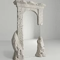 Arched White Modern Art Sculptural Mirror With Perforated Design And Small Installation