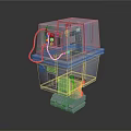 Gray Industrial Equipment With Display Screen Red Yellow Indicators Attached Cable And Stable Stand Base