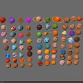 Various Colorful Planets and Celestial Models Collection with Meteoroids Different Shapes and Colors