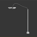 White Floor Lamp With Two Shades Slim Metal Pole And Square Base