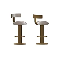 Elegant Modern Bar Stools With Gold Metal Frame Upholstered Seat And Curved Backrest