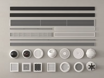 Modern Air Conditioner Vents with Various Shapes and Designs for Home Interior 3d model