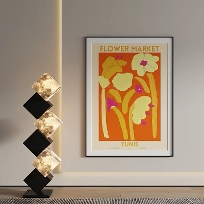 Flower Market Wall Art For Interior Decor With Tunis Floral 3d model Flower Market Wall Art For Interior Decor With Tunis Floral 3d model