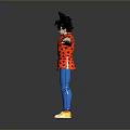 Anime Character Figure With Black Spiky Hair Red Shirt Blue Pants And Sneakers Arms Outstretched