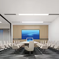 Modern Office Reception Area With Marble Wall Logo Sign Green Plant And Open Design